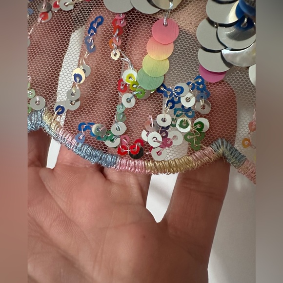 Milly LIKE NEW Kristina Confetti rainbow sequin blingy scallop hem mini skirt -6 - Picture 12 of 16